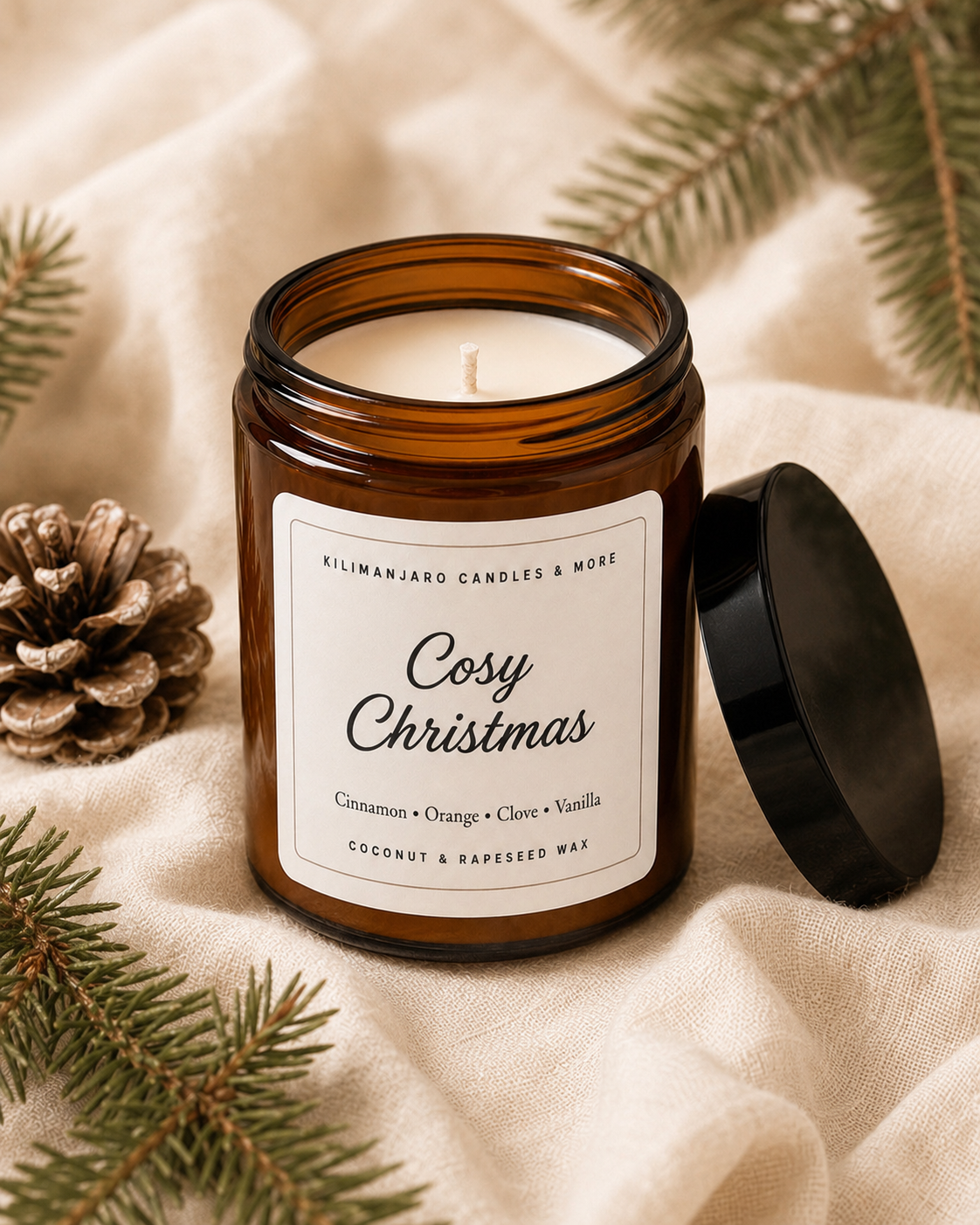 COSY CHRISTMAS CANDLE – 190g | Vegan | Handmade in the UK