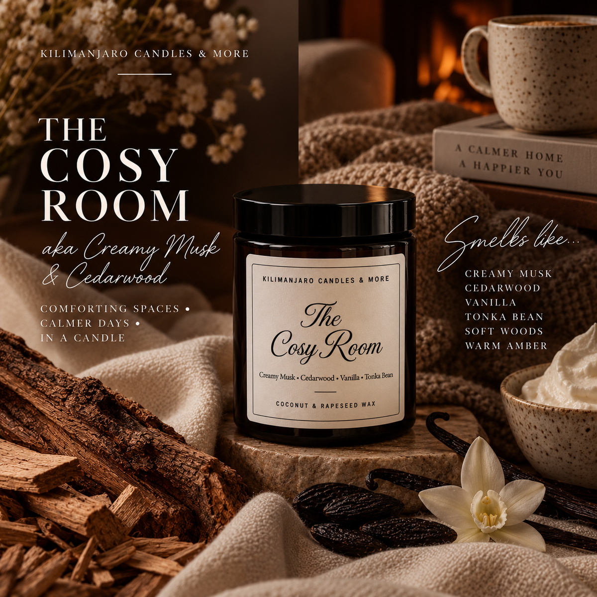 The Cosy Room | Creamy Musk & Sandalwood | Rapeseed & Coconut Wax Candle