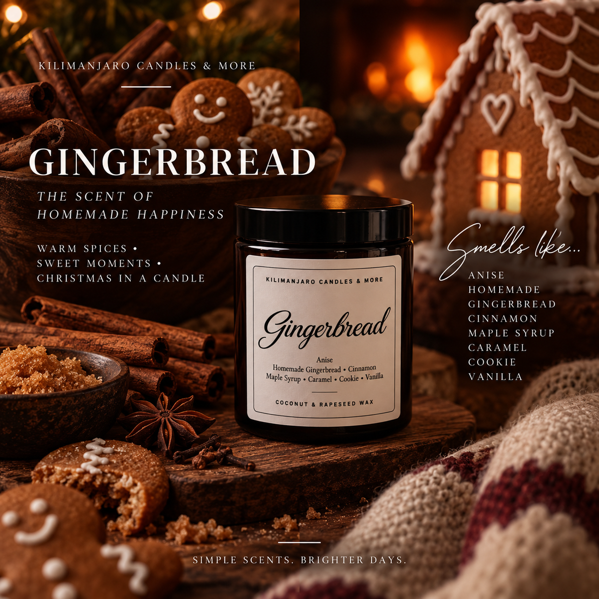 Gingerbread | Spiced Gingerbread & Vanilla Christmas Candle | UK