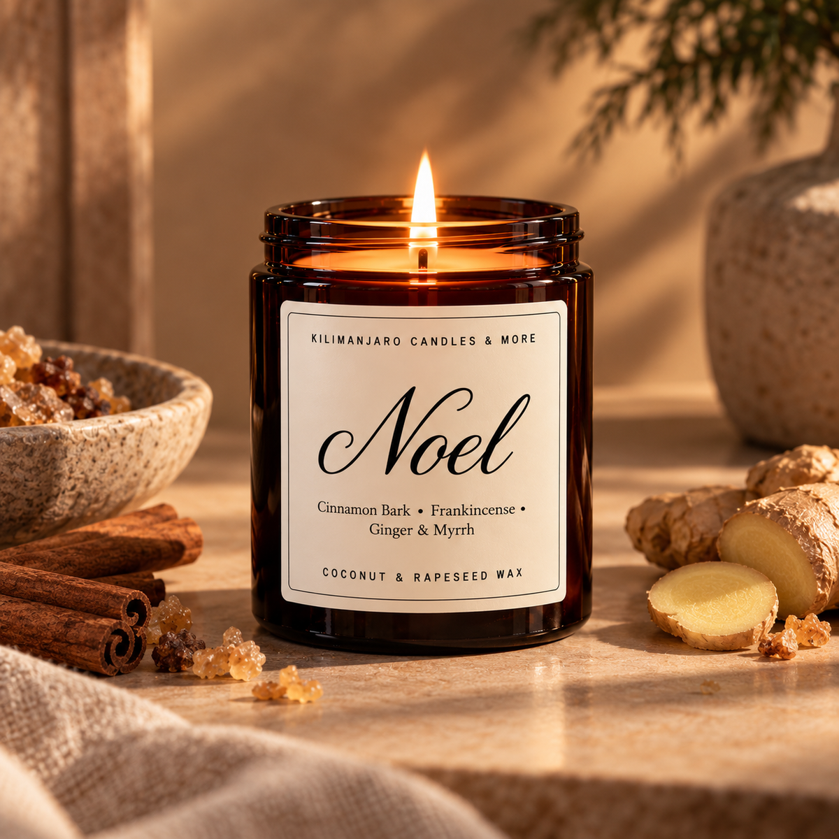 Noel | Cinnamon, Frankincense, Ginger & Myrrh Essential Oil Christmas Candle